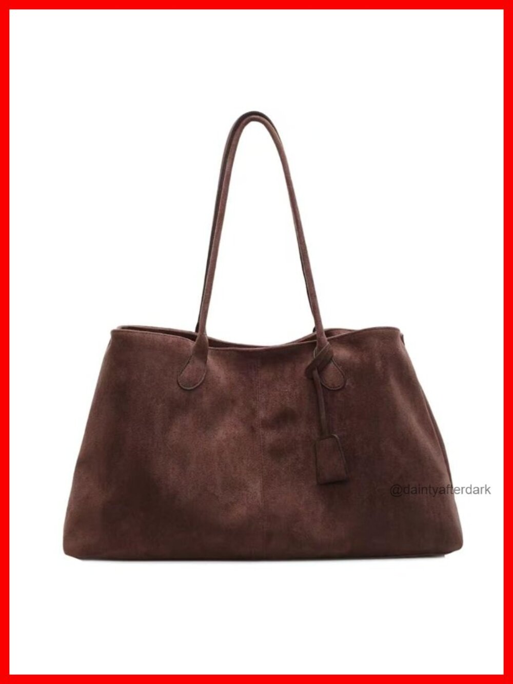Faux Suede Tote Bag Large Hobo Handbag Magnetic Snap Vegan Travel Work